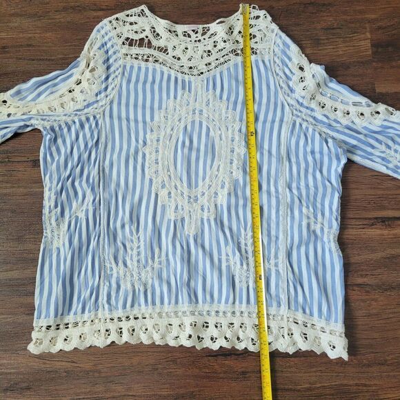 Fabulous MJ New York woman's boho top 100% Cotton No Sz Tag. Cottage Prarie Lace - Picture 12 of 12